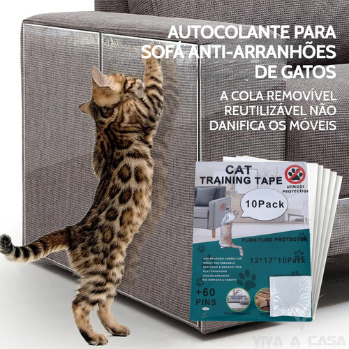 Protetor De Sofá Adesivo Gatos Anti Arranhão Transparente 10 Peças Protetora Película Para Mobilia Anti Arranhão Resistente Gato Com Prego De Fixação