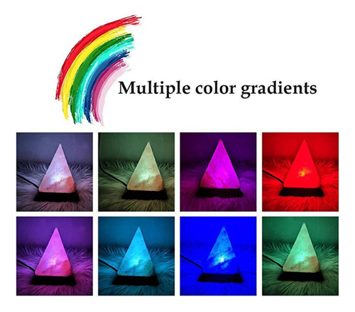Lâmpada De Sal De Cristal Do Himalaia Usb Led Pyramid