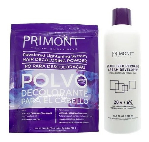 Primont Kit Decoloración Polvo Decolorante + Oxidante 900ml