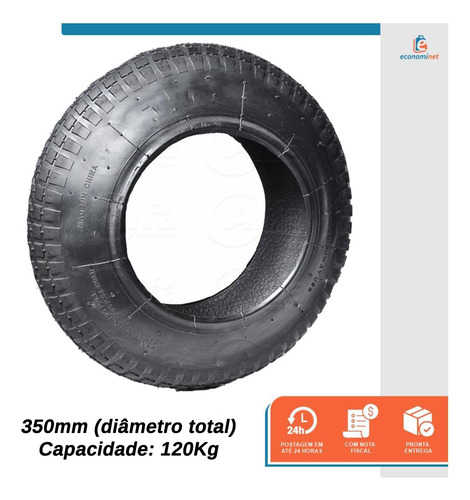 Kit Pneu E Câmara Starfer Carrinho De Mão Carriola 3,50x8cm