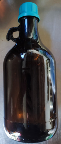 Botellón Growler 2.7 Litros Vidrio Ambar Con Tapa