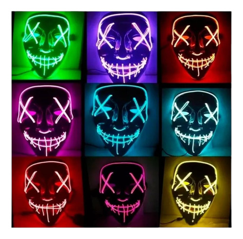 Máscara La Purga Luz Led Halloween Fiestas Disfraces Rosa La Purga