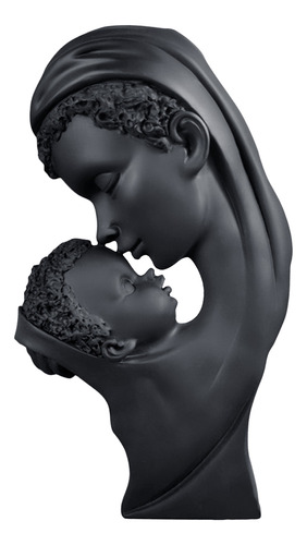 Estatua De Un Niño En Negro, Figura De Resina Pintada A Man
