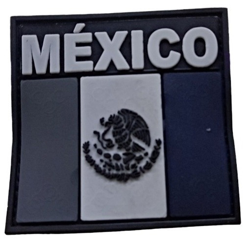 Parche Insignia Pvc Tactico Bandera Mexicana Negro Y Blanco 