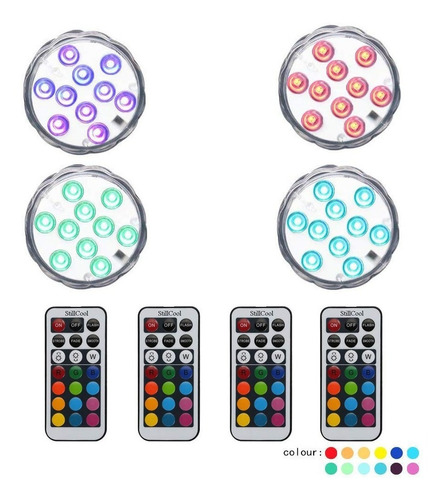 Luces Led Grandes Multicolor Con Control Sumergibles Rgb