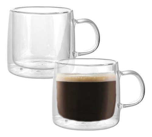 Taza Ristretto Larhaus Doble Pared Vidrio Café 80 Ml Pack X2