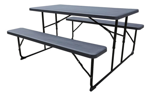 Set Mesa Y Bancos Plegables 137x70x72cm Diseño Madera Northw