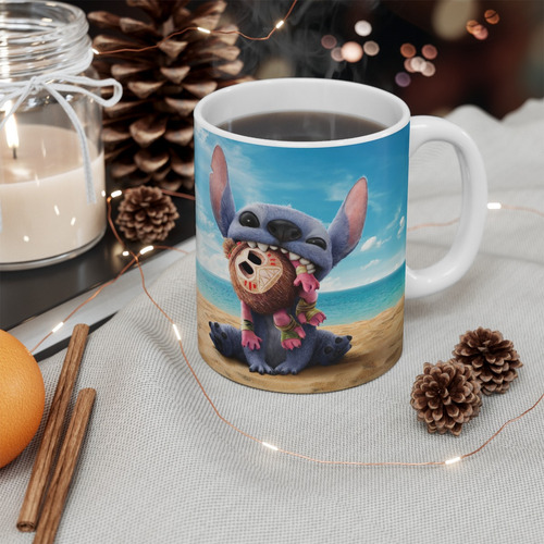 Taza De Cerámica Lilo Stitch -ultima Pelicula Disney Blanco Lilo Sttich
