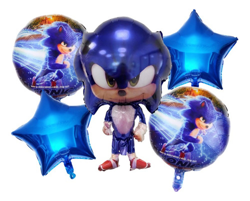 Kit 5 Globos Sonic 2024 Incluye Muñeco De Sonic 69 Cm Nuevo