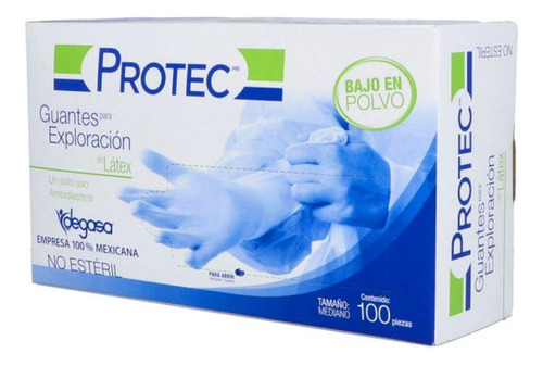 Guante De Latex Ambidiestro No Esteril Mediano 100pz Protec Blanco M