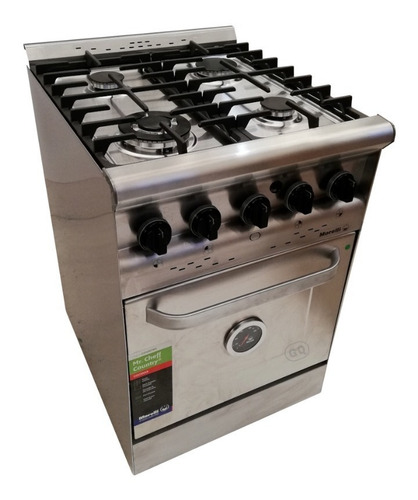 Cocina industrial Morelli Country Forza 550 a gas/eléctrica 4 hornallas acero inoxidable 220V puerta ciega 35L