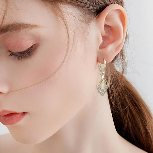Pendientes En Forma De L Con Forma De Gota De Perlas Platead