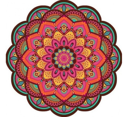 Tapete Mandala Floral Colorido 1,35m Diâmetro