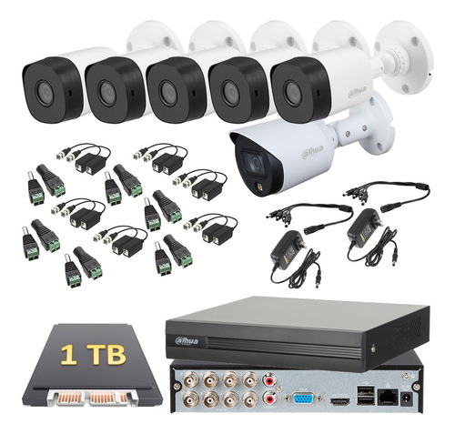 Kit Video Vigilancia 6 Cámaras 1080p Dahua Cctv 1 Tb 1 Micro