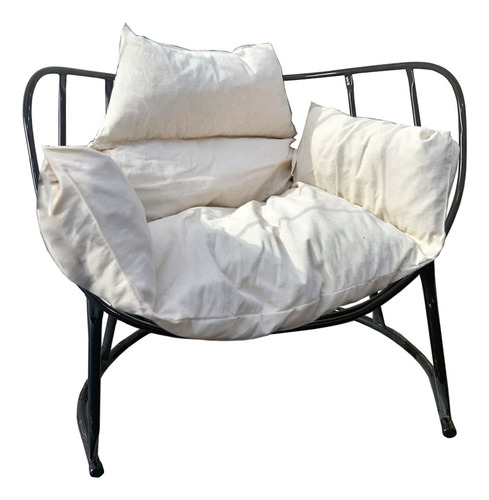 Combo 1 Sillon Cala Exteriores 1 Almohadon Con Brazo Negro Almohadón Beige