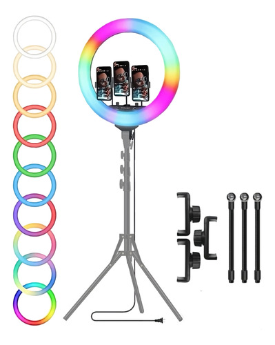 Ring Light Led Rgb Iluminador 45cm Suporte Celular cxb 460