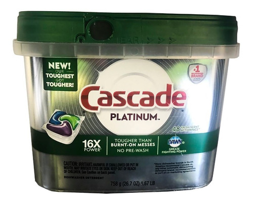 Cascade Platinum 48 Packs, Lavavajillas, 48 Pods