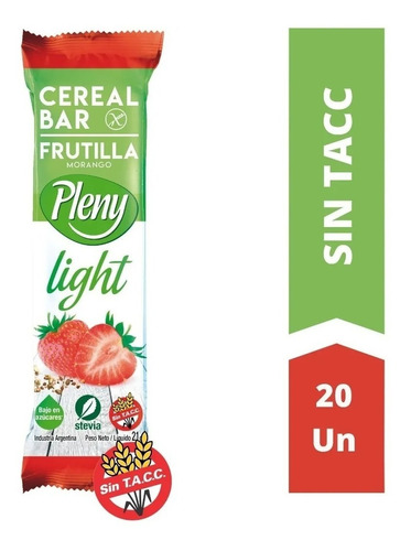Pleny Light Barras De Cereales Caja X 20 Sin Tacc Con Stevia