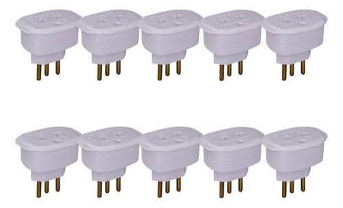 Kit 10 Adaptador Tomada Antigo P/ 10a 250v Daneva
