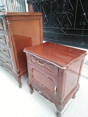 Dormitorio Luis Xv De Cedro Antiguo- Cómoda Y Veladores