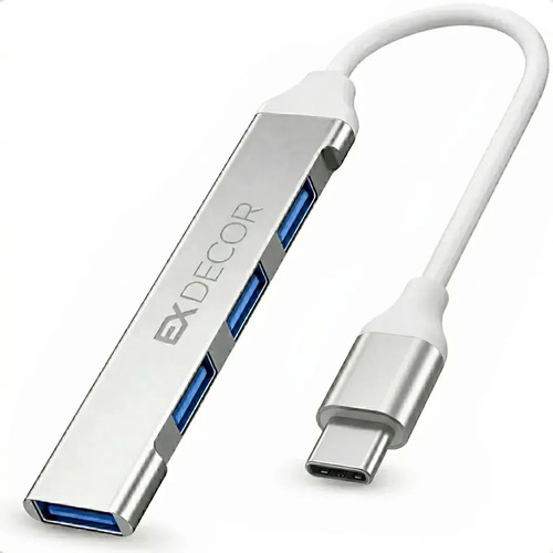 Hub Usb-c 3.0 Extensor Adaptador 4 Portas Para Computador Pc Notebook Celular Smartphone Tablet Pen Drive Hd 5gbps Marca Ex Decor