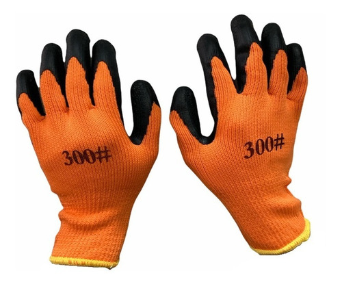 Guantes Trabajo Reforzado Bañado En Latex Naranja X12 Uds