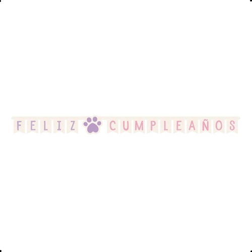 Cartel Letras Cumpleaños Huellitas Lila Rosado Paquete X 1