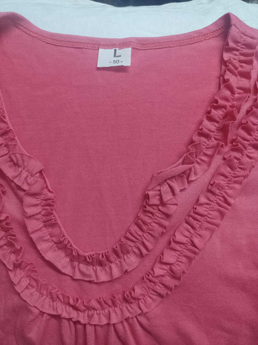 Musculosa Dama Usada Talle L Color Rosa Con Volados 