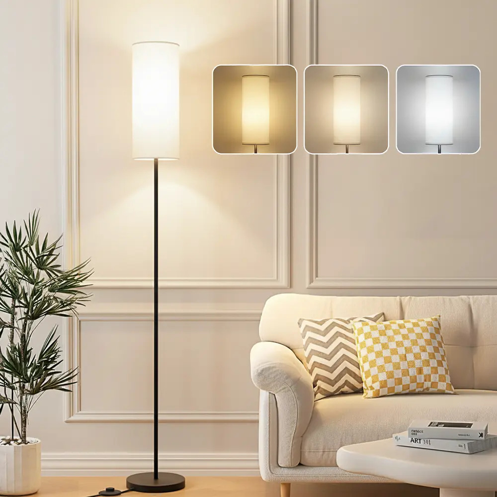 Lámpara De Piso Moderna Led Blanco Incluye Foco Lamparas Para Buro Blanco 3 Colores Lamparas Minimalista Lámpara De Pie Interruptor De Pie Lamparas Modernas