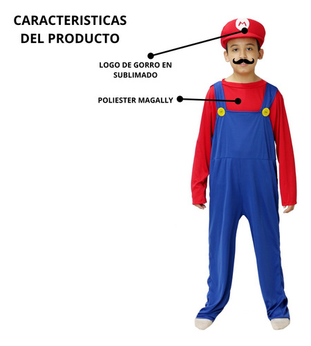 Imagen 4 de 8 de Disfraz De Mario Bros Niño