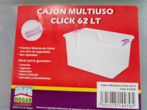 Caja Multiusos De Plástico. Marca Alfa Hogar 62 Lts.