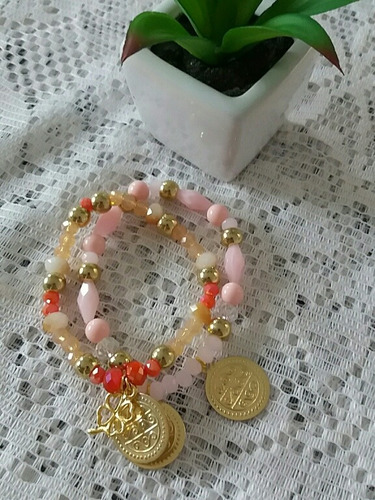 Conjunto De Pulseiras Exclusivas Medalha Da Sorte Bijus Fem