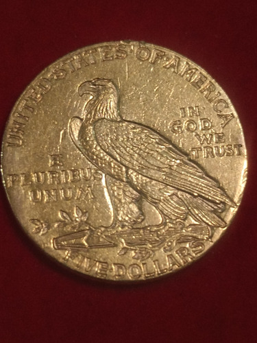 Moneda De Oro Media Aguila 5 Dólares 1909 Denver (Usado)
