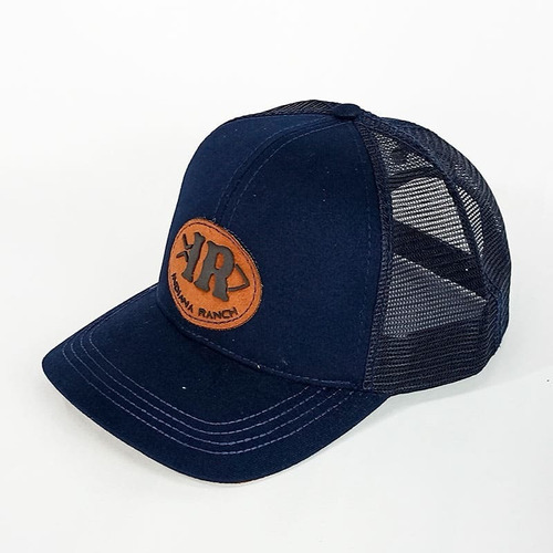 Boné Indiana Ranch Tela Snapback Azul Escuro Aplicação Couro