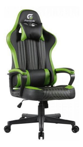 Cadeira Gamer Vickers Em Poliuretano Preta/verde