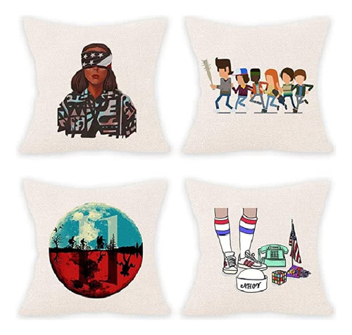 Vercico Juego De 4 Fundas De Almohada Navideñas Cuadradas .