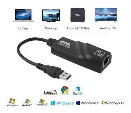 Imagem 2 de 3 de Adaptador Gigabit Lan Rede Usb 3.0 Ethernet