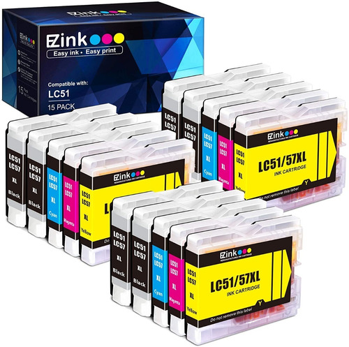 E-z Ink Reemplazo De Tinta Lc51  Impresora Brother 15 Pack