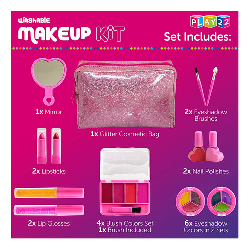 Kit De Maquillaje Infantil Para Niña 13 Piezas Lavables Jueg