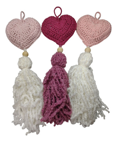 Corazones Colgantes Tejidos Crochet Decorativos Abundancia