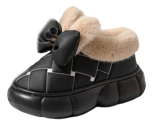 Pantuflas Con Forro De Felpa Y Diseño De Lazo Para Mujer.