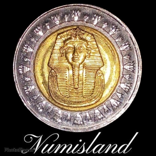 Moneda Egipto 1 Libra Bimetálica 2010 Tutankamón