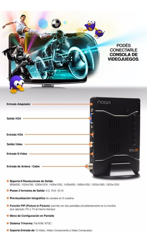 Sintonizadora Tv Externa Noga Net Full Hd 2048x1152 Vga Rca