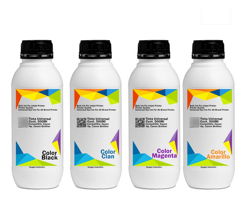 4 Tintas Gi190 500ml Genéricas Para Canon G2110 G3110 G4110 