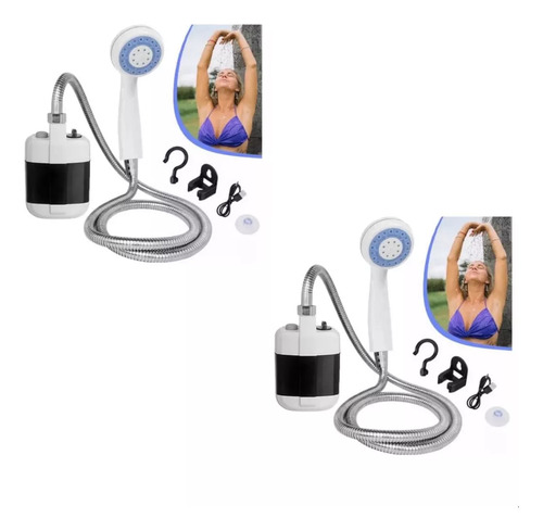 Pack X2 Ducha Portátil Para Camping Recargable Al Aire Libre
