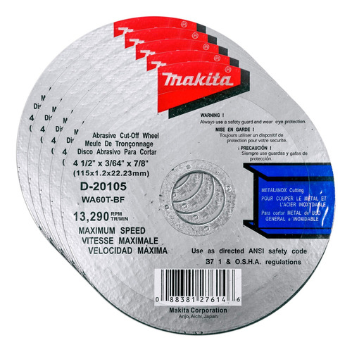 Disco De Corte Makita Uso General E Inox 115x1.2mm X 5u