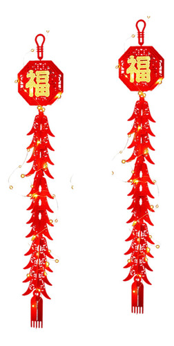 2 Piezas Led Año Nuevo Chino Colgante De Chile Personajes