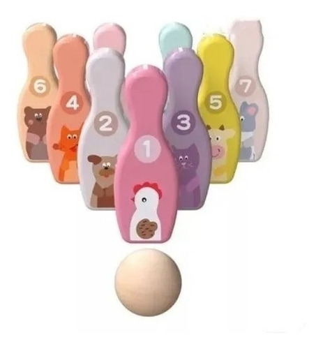 Imagen 2 de 4 de Palitroque Juguete De Madera Bowling Didáctico Montessori