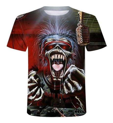 Camiseta O-c Estampada 3d Heavy Metal Skull Punk Rock Para H
