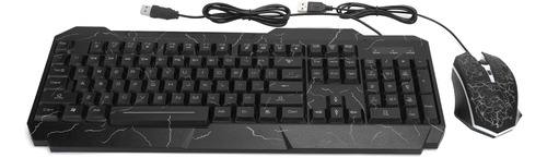 Conjunto De Teclado Iluminado Con Cable Y Ratón Agrietado Me